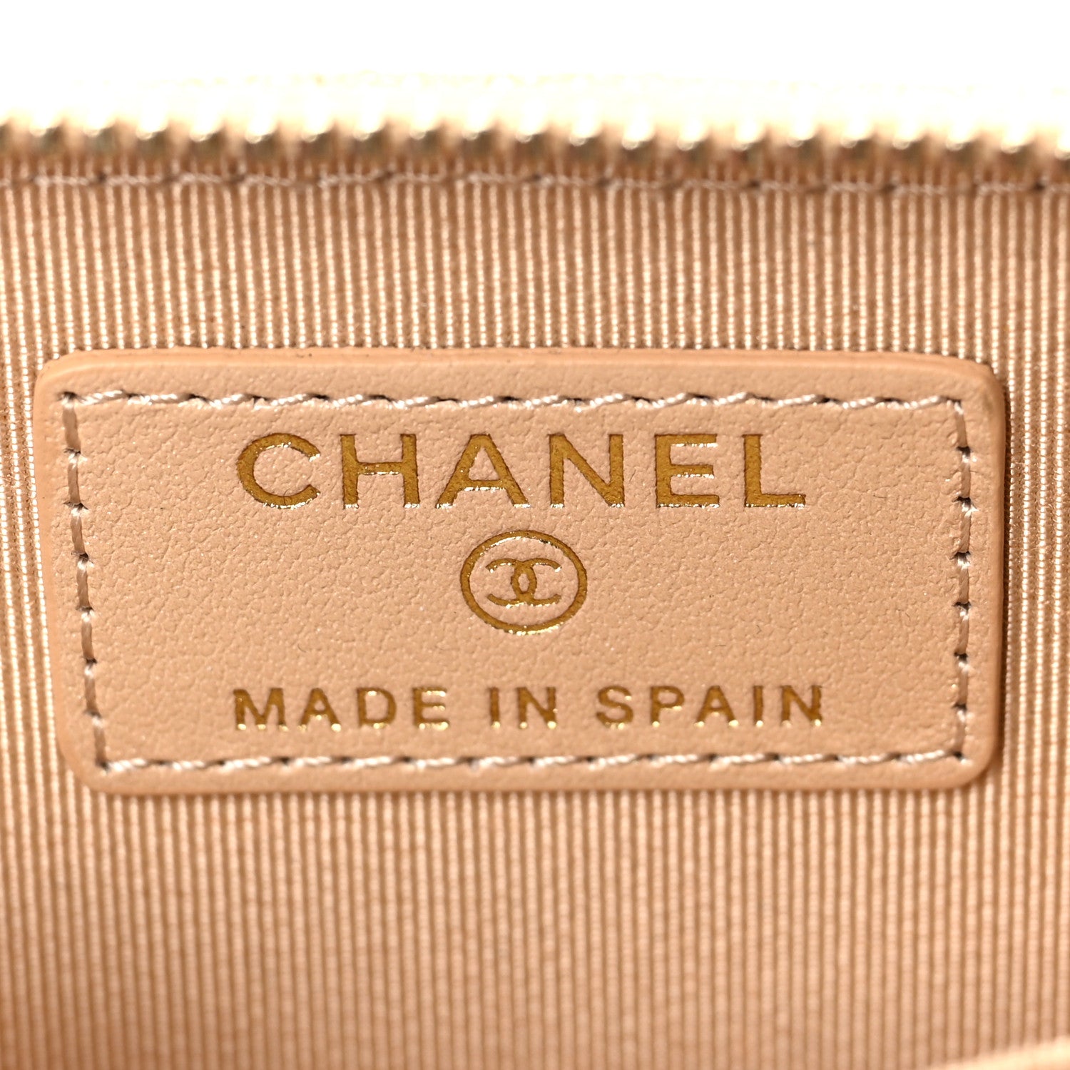 Chanel Iridescent Caviar Quilted Zip Around Coin Purse Beige 6 of 7