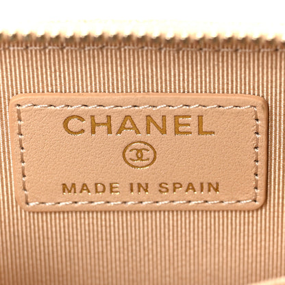Chanel Iridescent Caviar Quilted Zip Around Coin Purse Beige 6 of 7