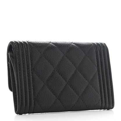 Chanel Caviar Quilted Boy Flap Card Holder Black 3 of 9