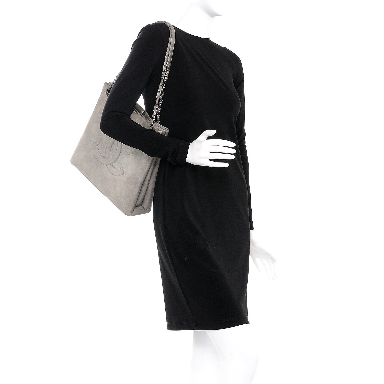 Chanel Iridescent Calfskin CC North South Large Shopping Tote Silver 2 of 12