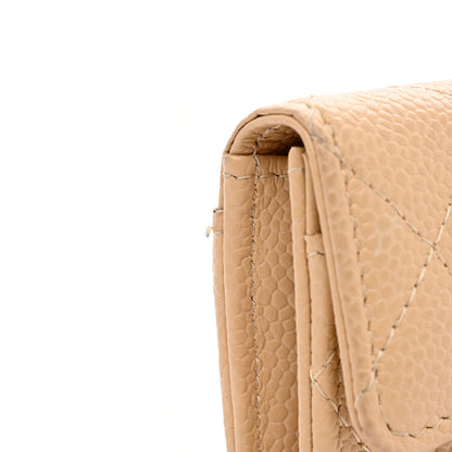 Chanel Caviar Quilted Flap Card Holder Wallet Beige 9 of 10