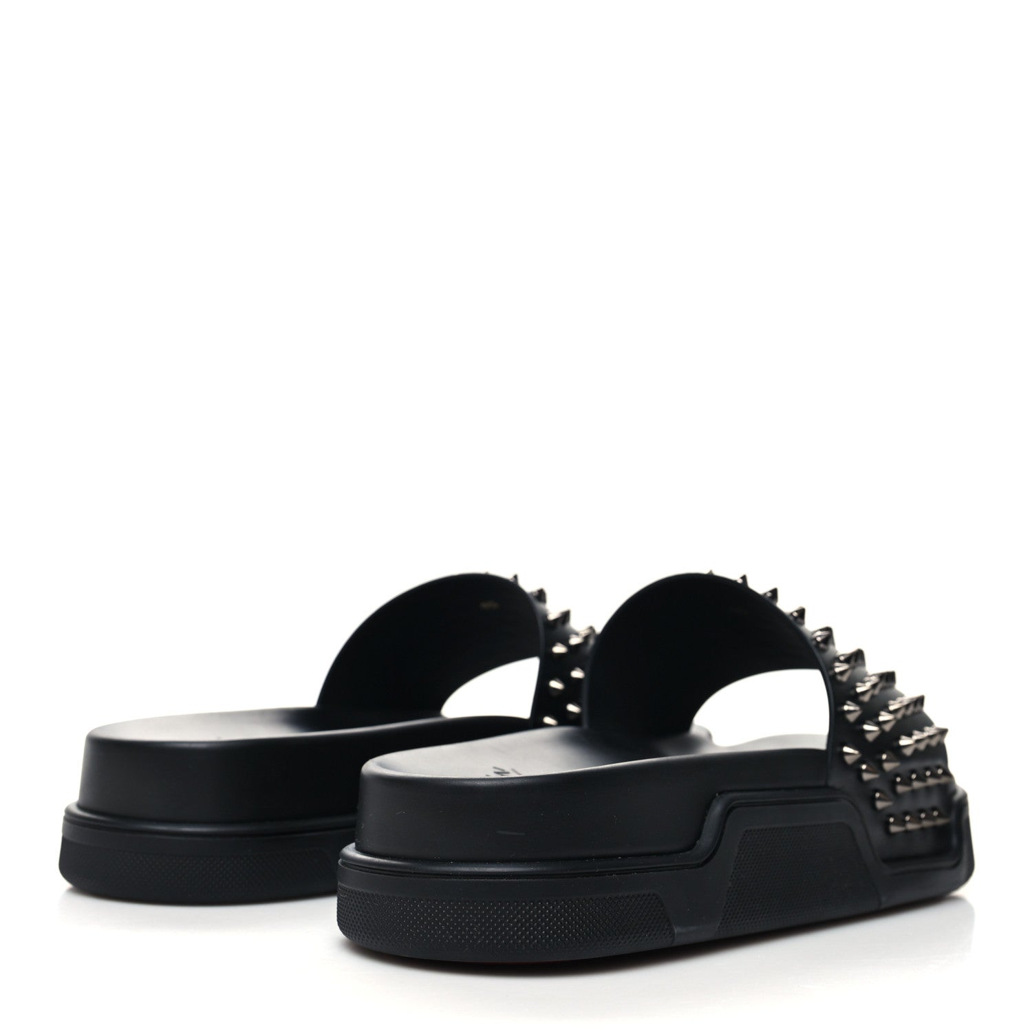 Christian Louboutin Calfskin Studded Mens Pool Fun Platform Flat Slide Sandals 45 Black 4 of 10