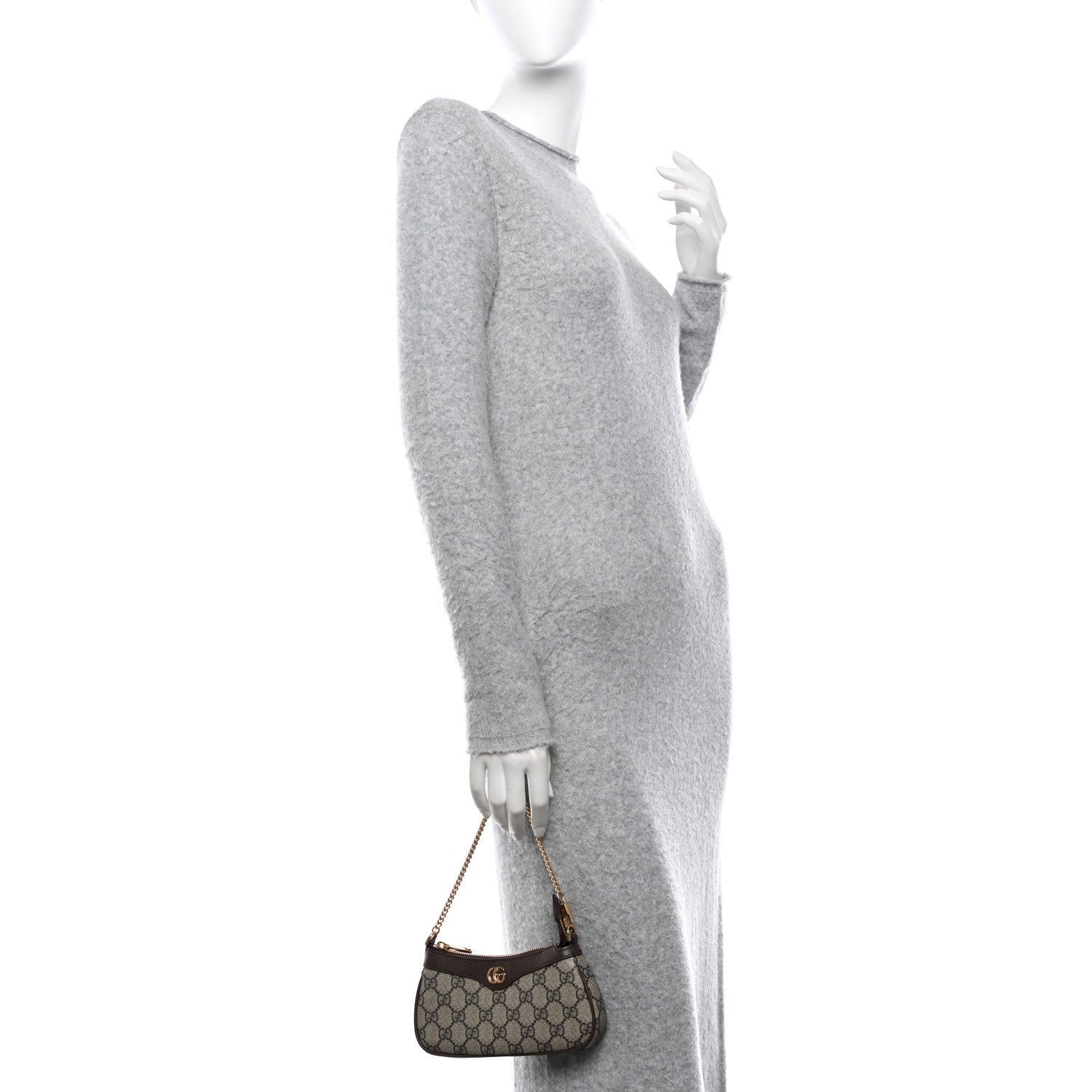 Gucci GG Supreme Monogram Textured Dollar Calfskin Mini Ophidia Chain Bag Beige Ebony 2 of 10