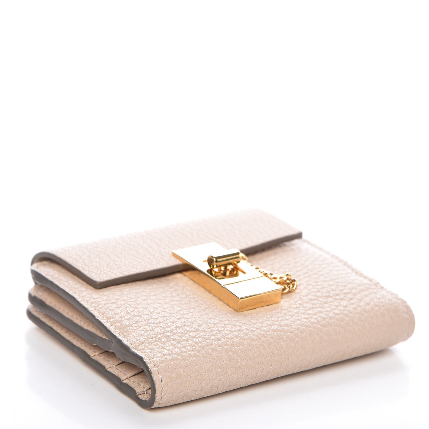 Grained Lambskin Drew Square Wallet Abstract White