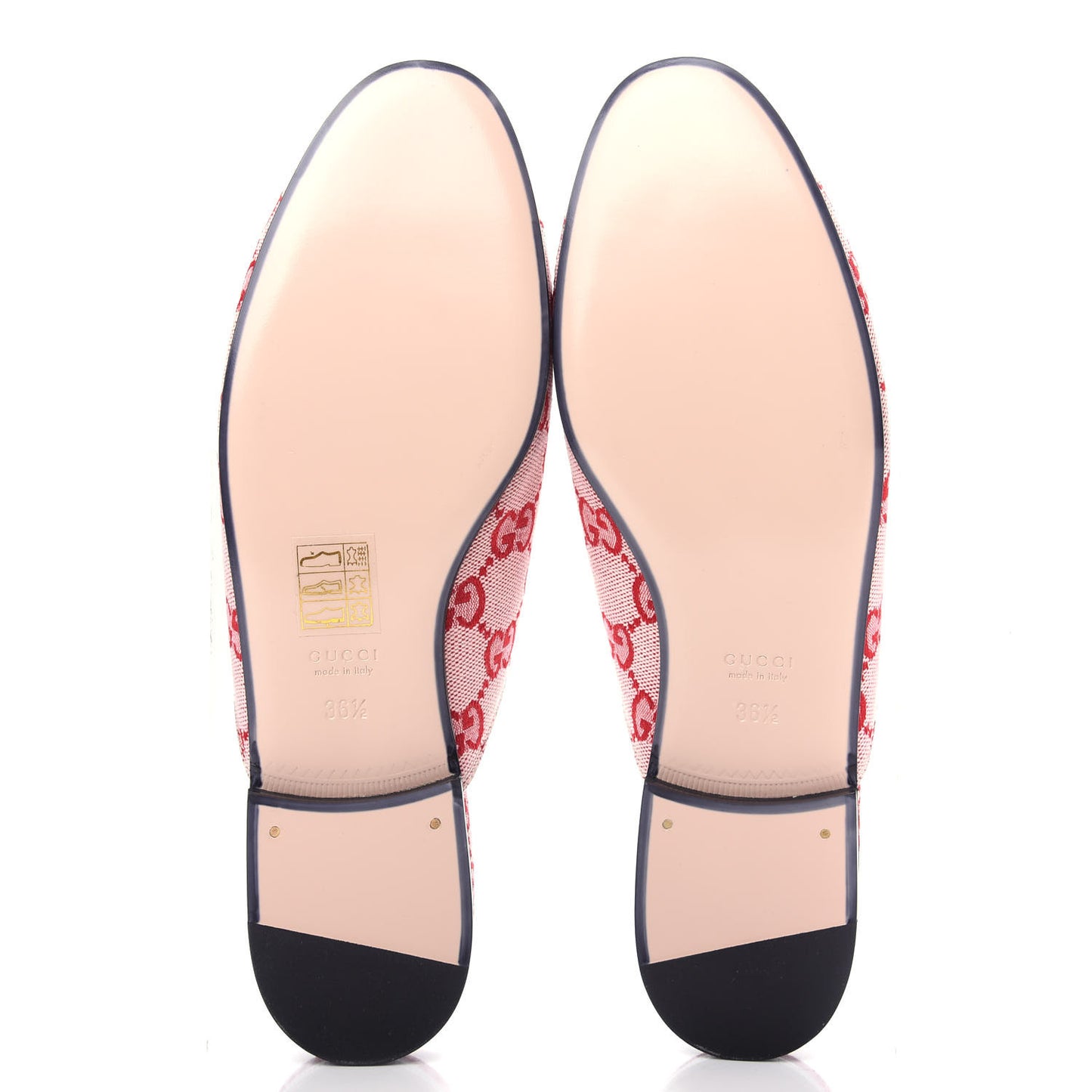 Canvas GG Monogram Horsebit Womens Princetown Slippers 36.5 Gardenia Hibiscus Red