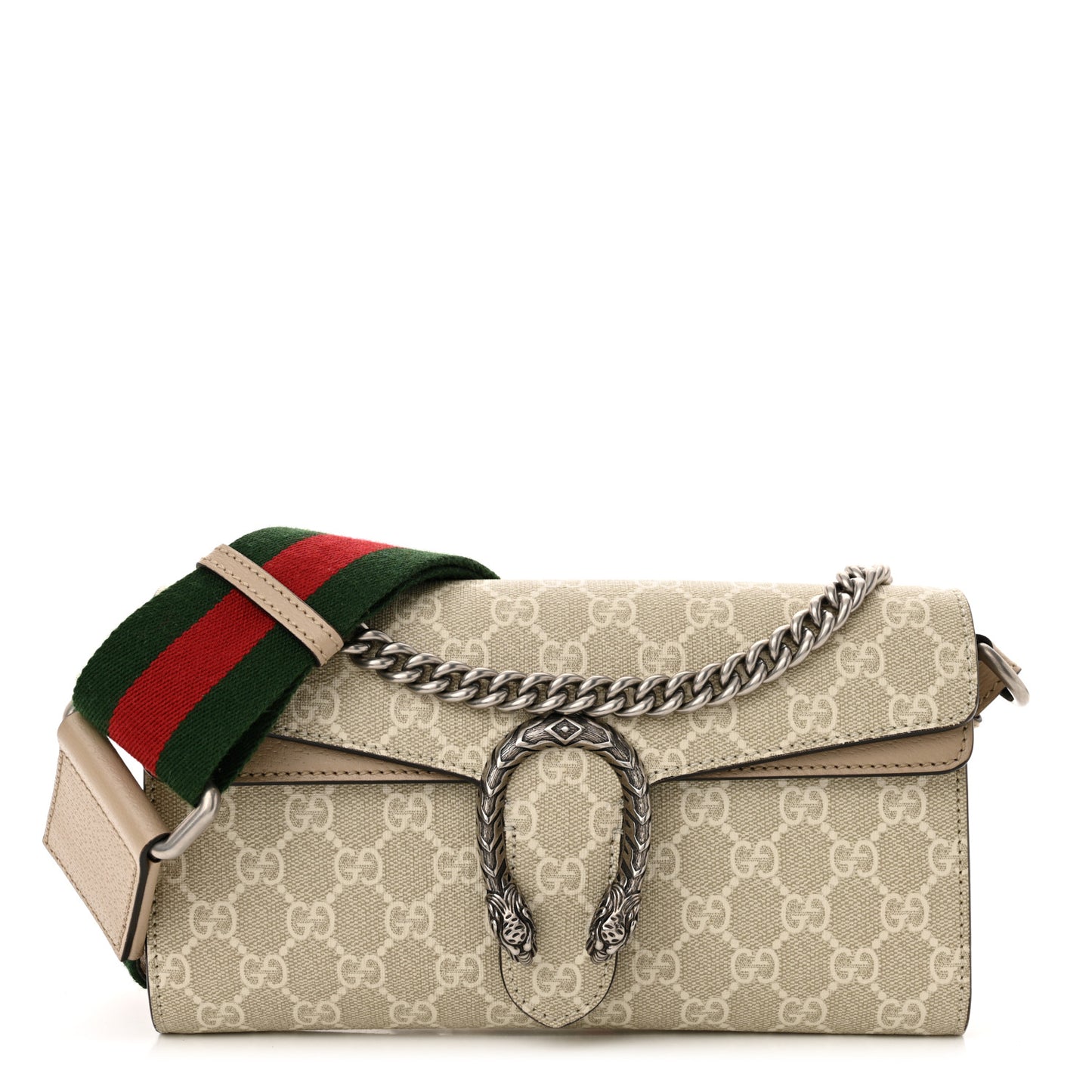 GG Supreme Monogram Textured Dollar Calfskin Dionysus Small Shoulder Bag Beige Mystic White Oatmeal