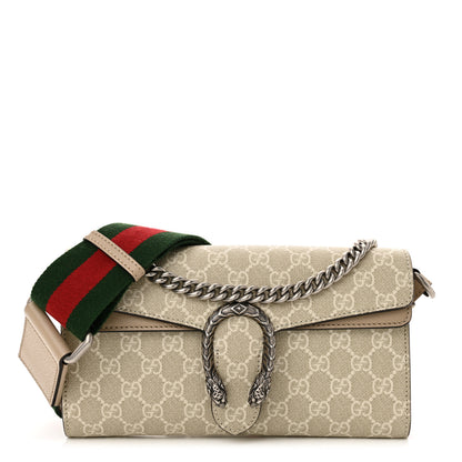 Gucci GG Supreme Monogram Textured Dollar Calfskin Dionysus Small Shoulder Bag Beige Mystic White Oatmeal 1 of 10