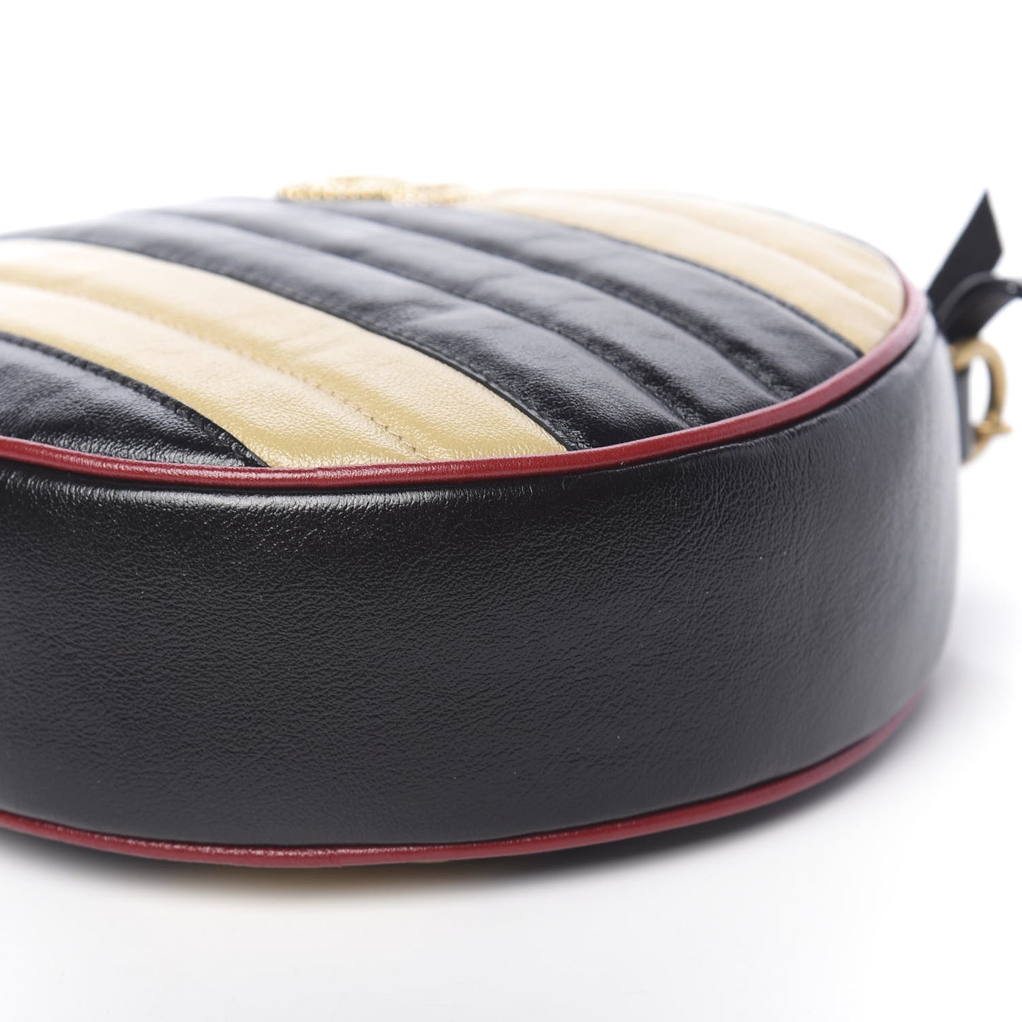 Azalea Calfskin Matelasse Diagonal Patchwork Mini Torchon GG Marmont Round Shoulder Bag Black Beige Romantic Cerise