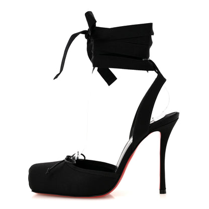 Christian Louboutin Crepe Satin Cassia Lace Up 100 Pumps 36 Black 1 of 7