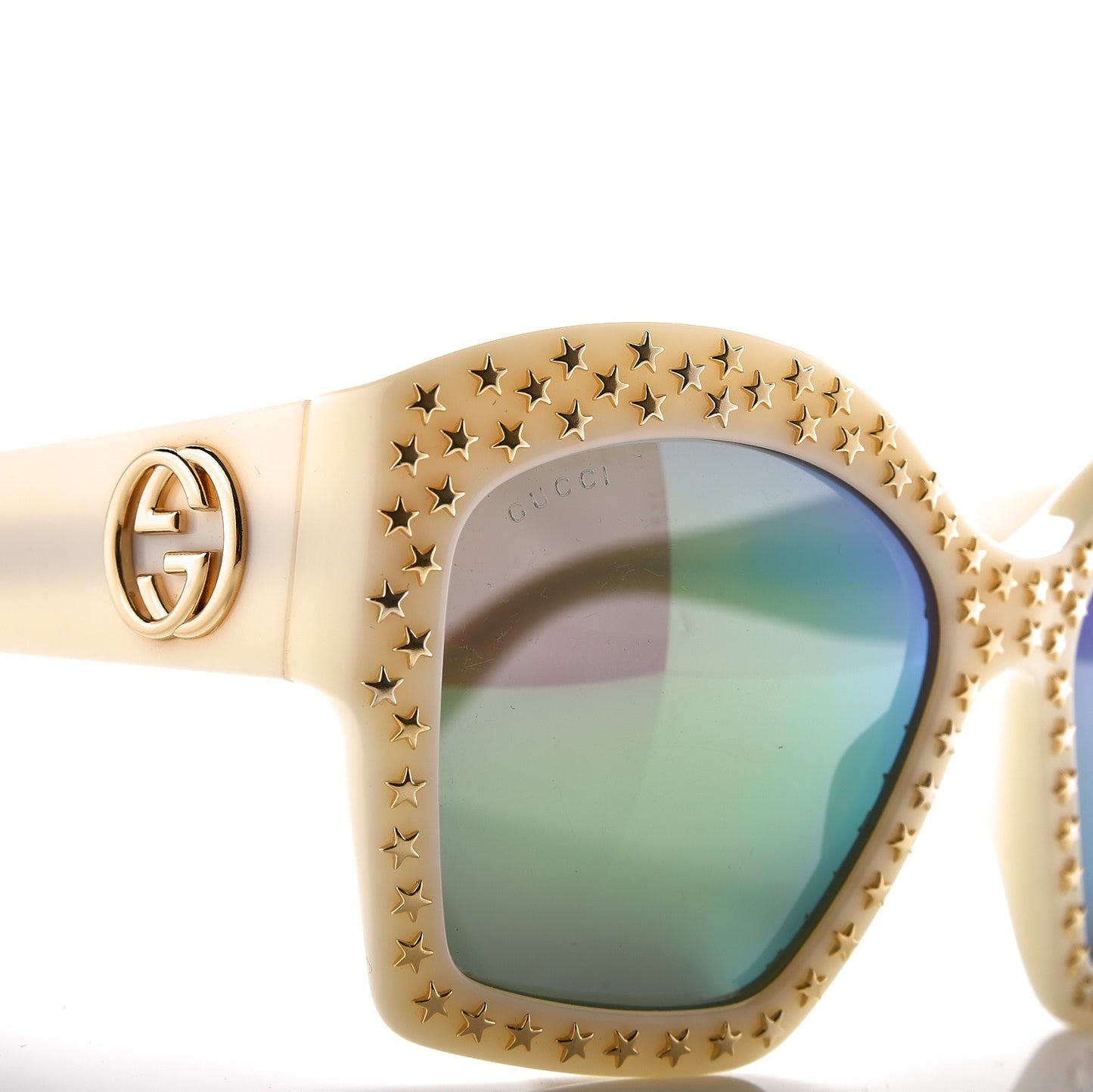 Square Frame Star Sunglasses GG 3870/S Ivory Gold