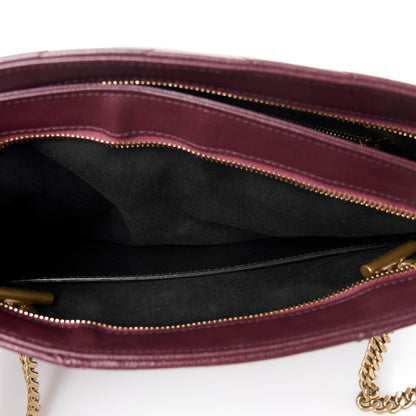 Saint Laurent Grain de Poudre Matelasse Chevron Small Tribeca Shopping Bag Rouge Legoin 6 of 11