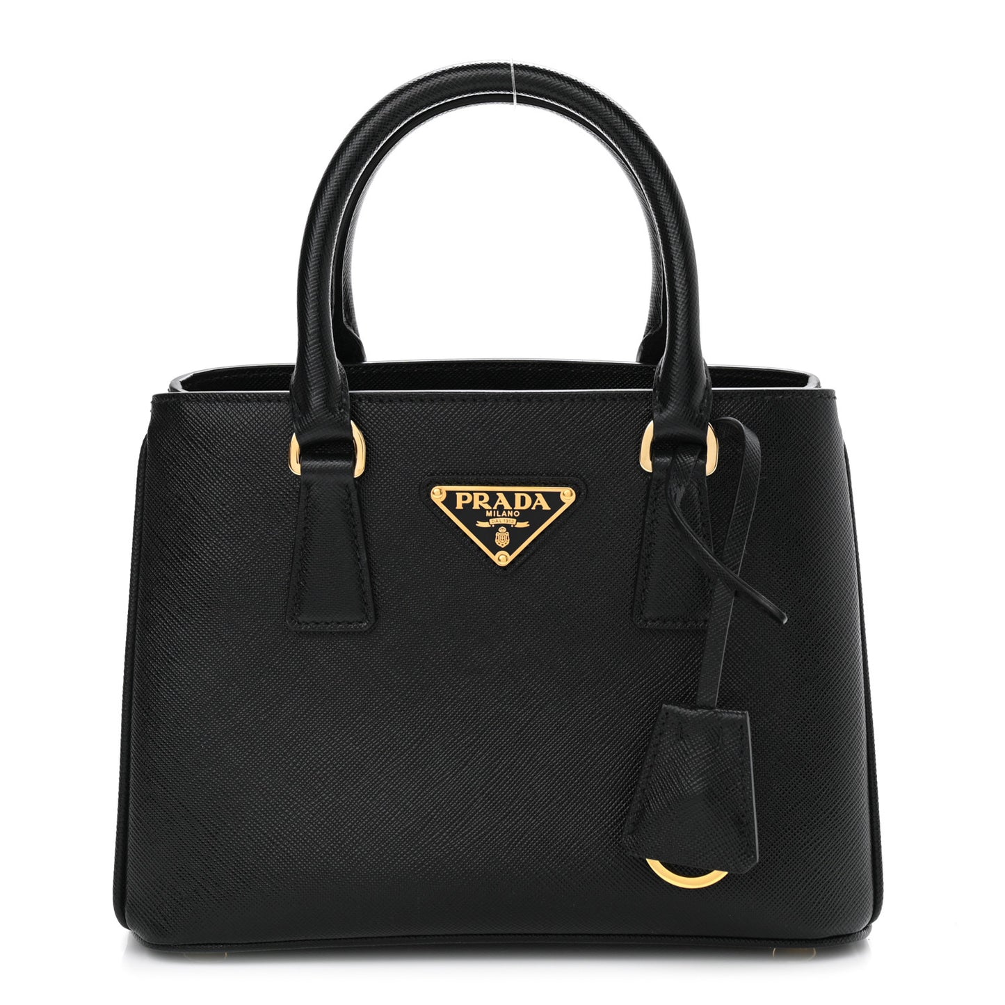 Saffiano Lux Micro Galleria Shoulder Bag Black