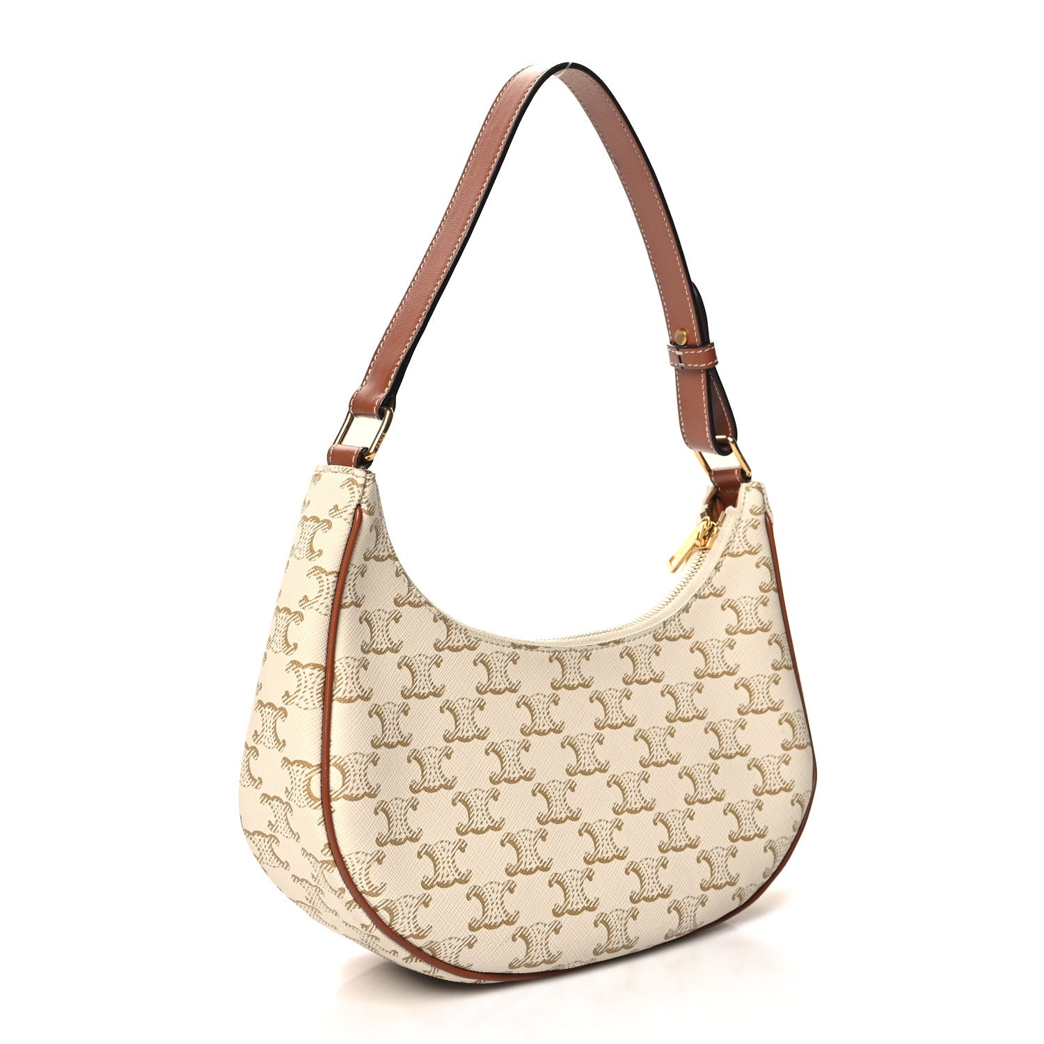 Celine Canvas Calfskin Ava Triomphe Shoulder Bag White 3 of 10