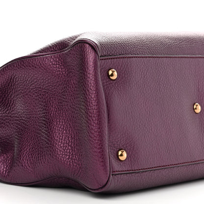 Gucci Pebbled Calfskin Medium Bamboo Shopper Tote Purple 10 of 13