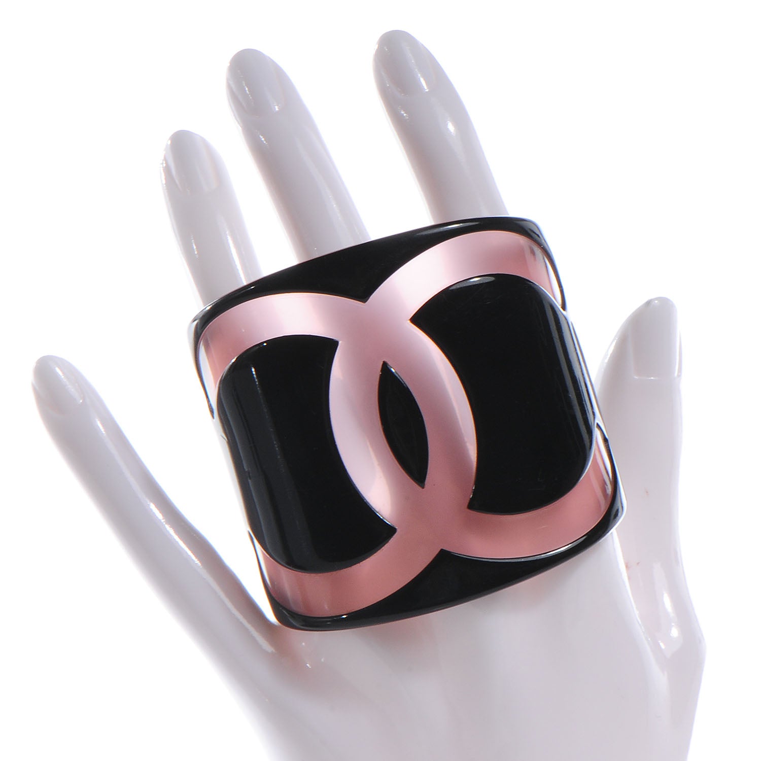 Chanel Resin CC Cuff Black Pink 2 of 5