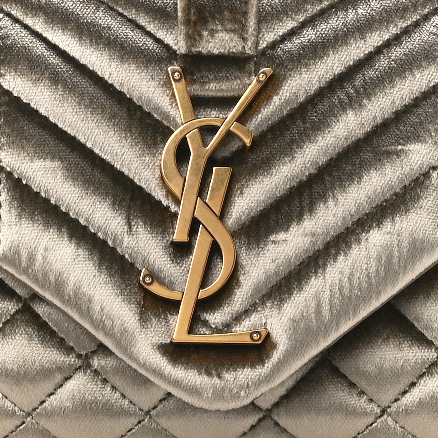 Saint Laurent Velvet Mixed Matelasse Triquilt Small Monogram Satchel Dark Vintage Olive 9 of 11