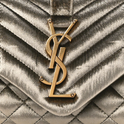 Saint Laurent Velvet Mixed Matelasse Triquilt Small Monogram Satchel Dark Vintage Olive 9 of 11