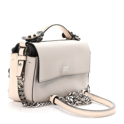 Fendi Vitello Dolce Crystal Flowerland Bi-Color Micro Double Baguette Camelia Grigio Polvere 3 of 9