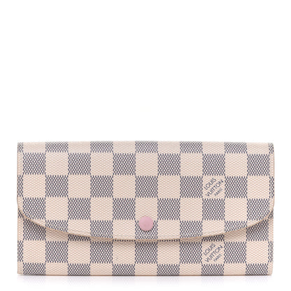 Louis Vuitton Damier Azur Emilie Wallet Rose Ballerine 1 of 7