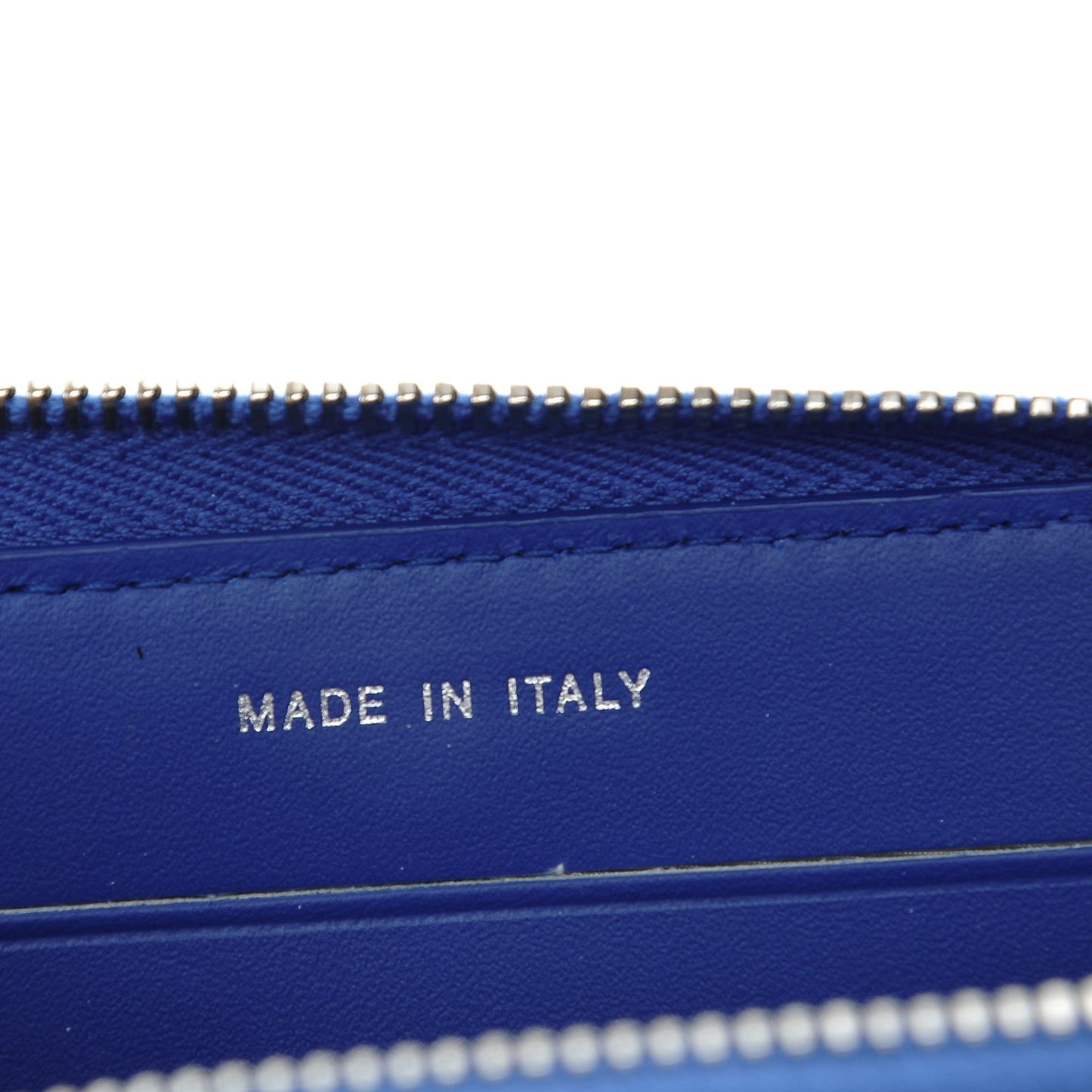 Caviar Chevron Quilted Small Zip Around Wallet Bright Blue
