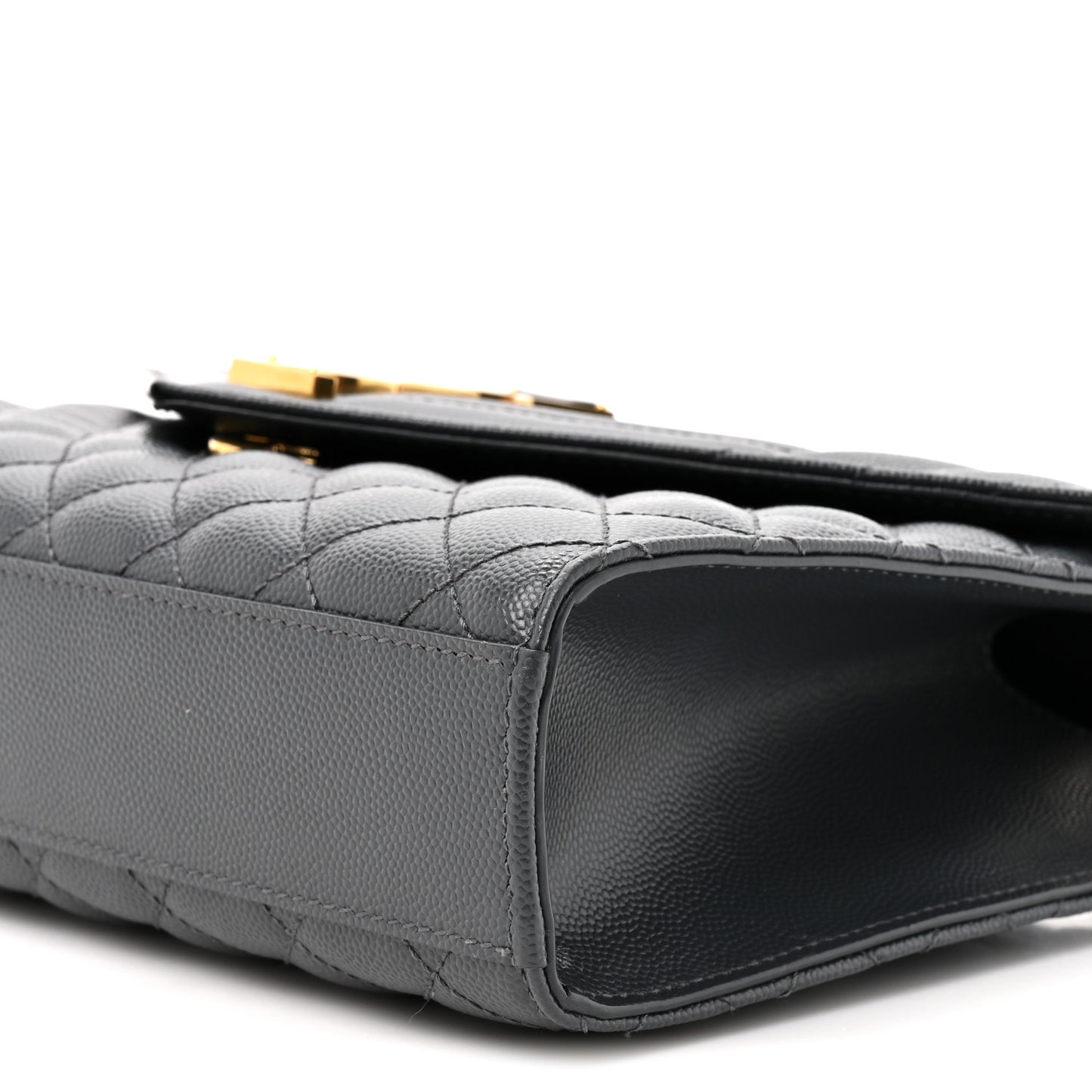 Grain De Poudre Textured Mixed Matelasse Triquilt Medium Monogram Satchel Dark Smog
