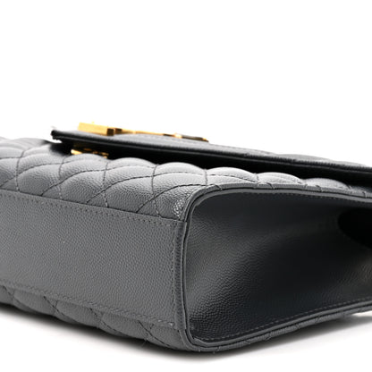 Saint Laurent Grain De Poudre Textured Mixed Matelasse Triquilt Medium Monogram Satchel Dark Smog 8 of 9