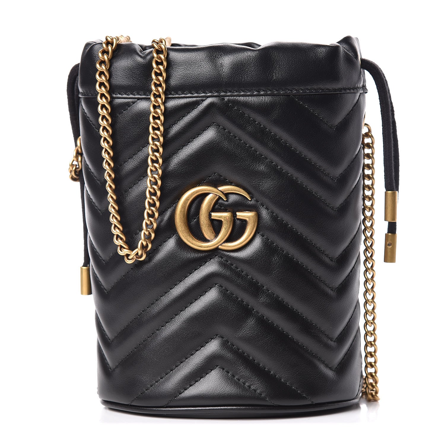 Gucci Calfskin Matelasse Mini GG Marmont 2.0 Bucket Bag Black 1 of 10