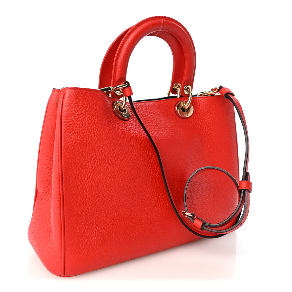 Christian Dior Calfskin Medium Diorissimo Tote Red 4 of 10