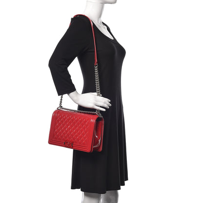 Chanel Patent Calfskin New Medium Plexiglass Boy Flap Red 2 of 10