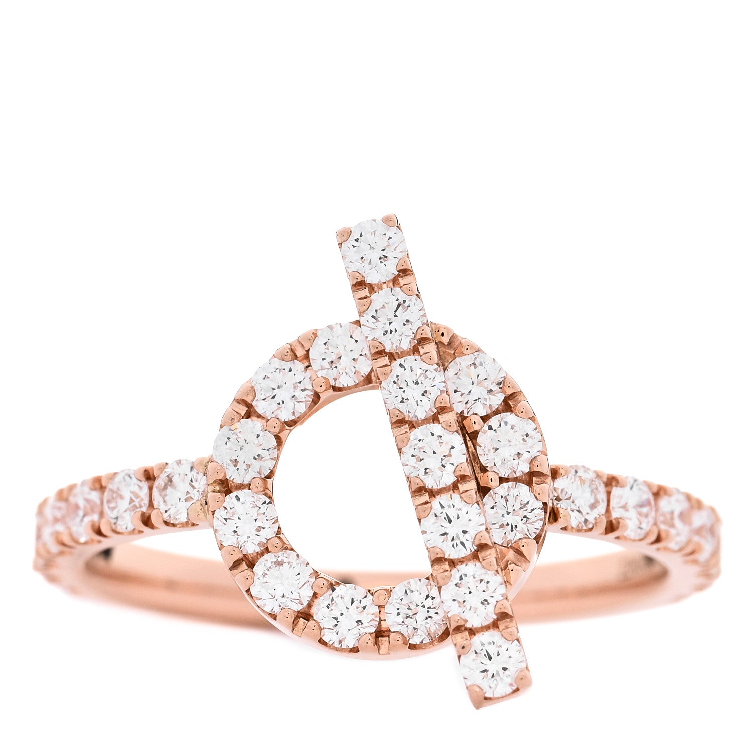 Hermes 18K Rose Gold Diamond Finesse Ring 54 7 1 of 6