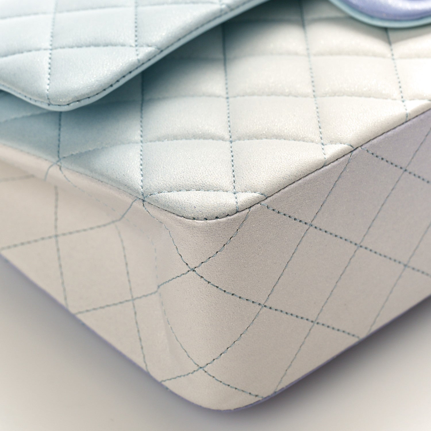 Chanel Perforated Lambskin Quilted Medium Double Flap Light Blue Light Purple White 8 of 9