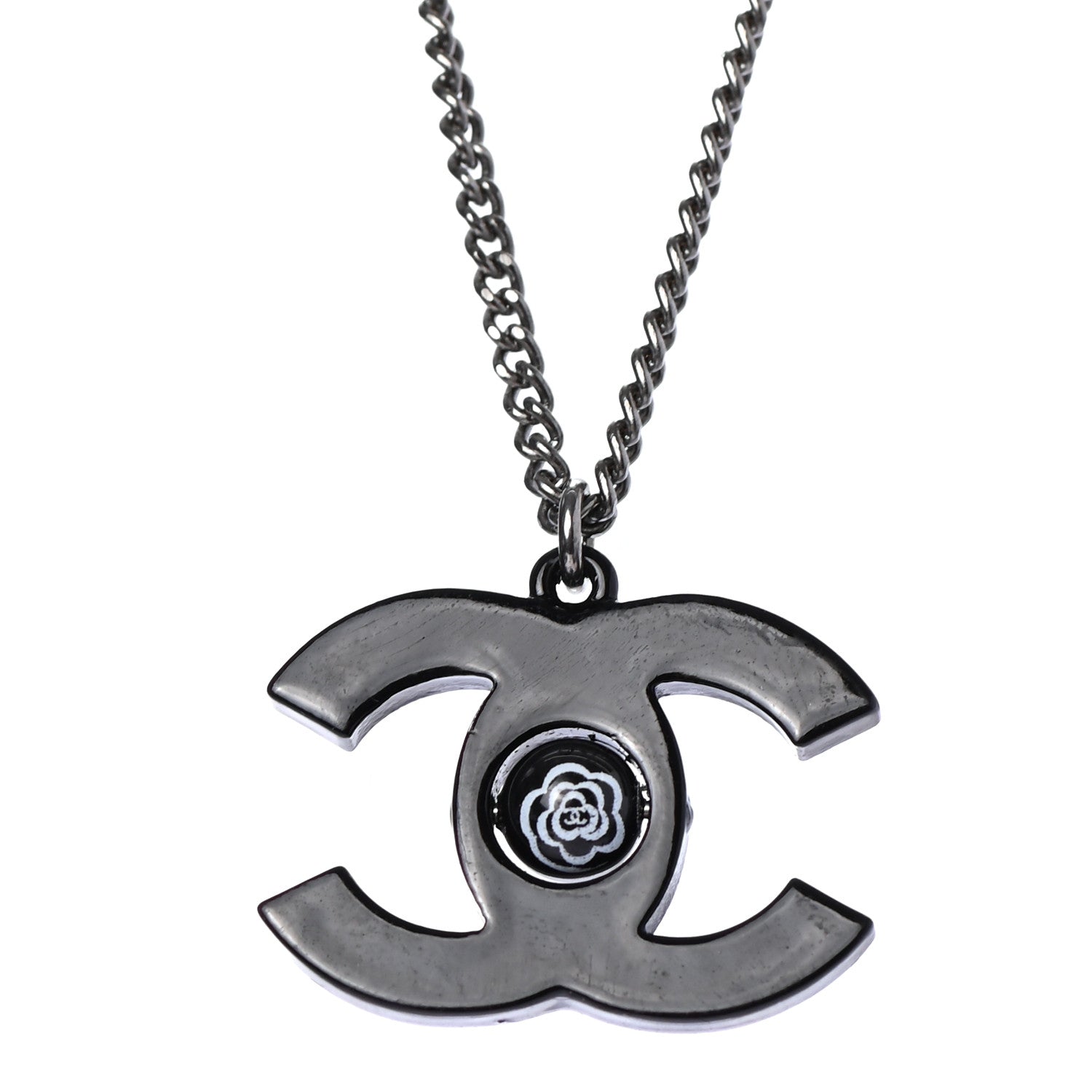 Chanel Enamel CC Camellia Necklace Black 4 of 6