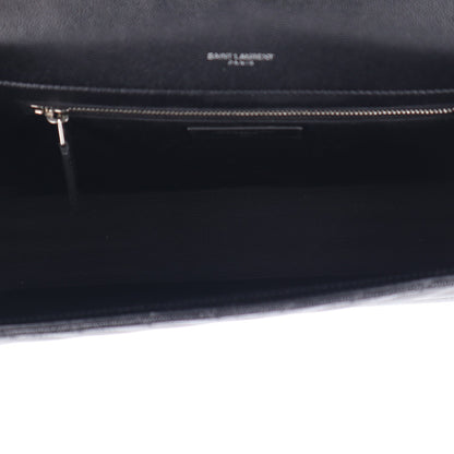 Saint Laurent Grain De Poudre Matelasse Chevron Large Monogram Satchel Black 5 of 11