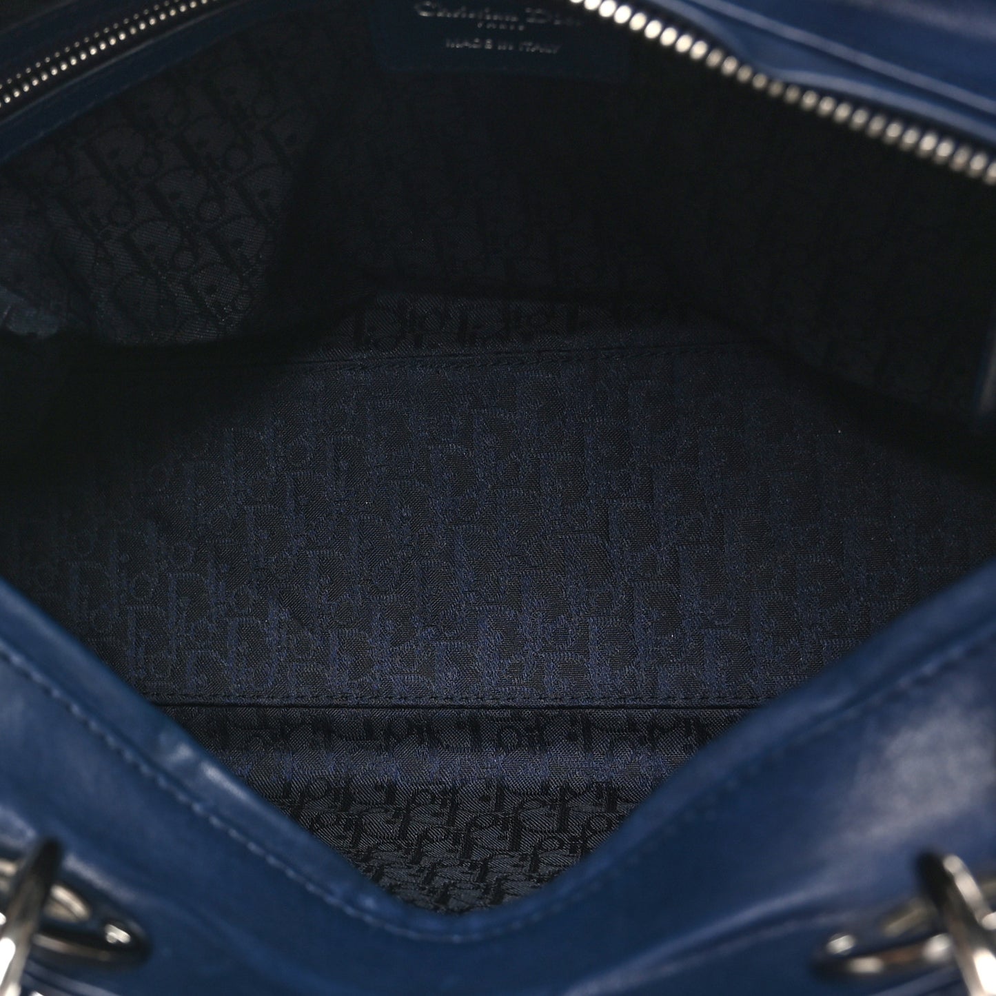Lambskin Cannage Large Lady Dior Navy Blue