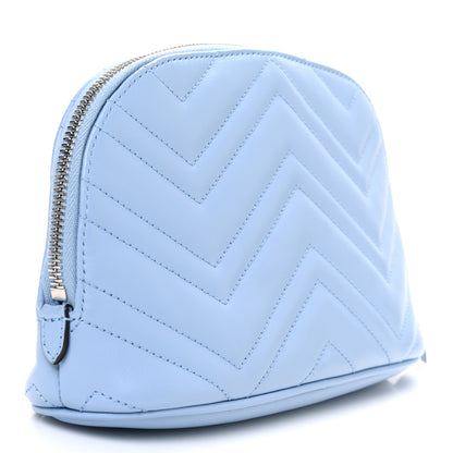 Gucci Calfskin Matelasse Large GG Marmont Pouch Cosmetic Case Porcelain Light Blue 3 of 8