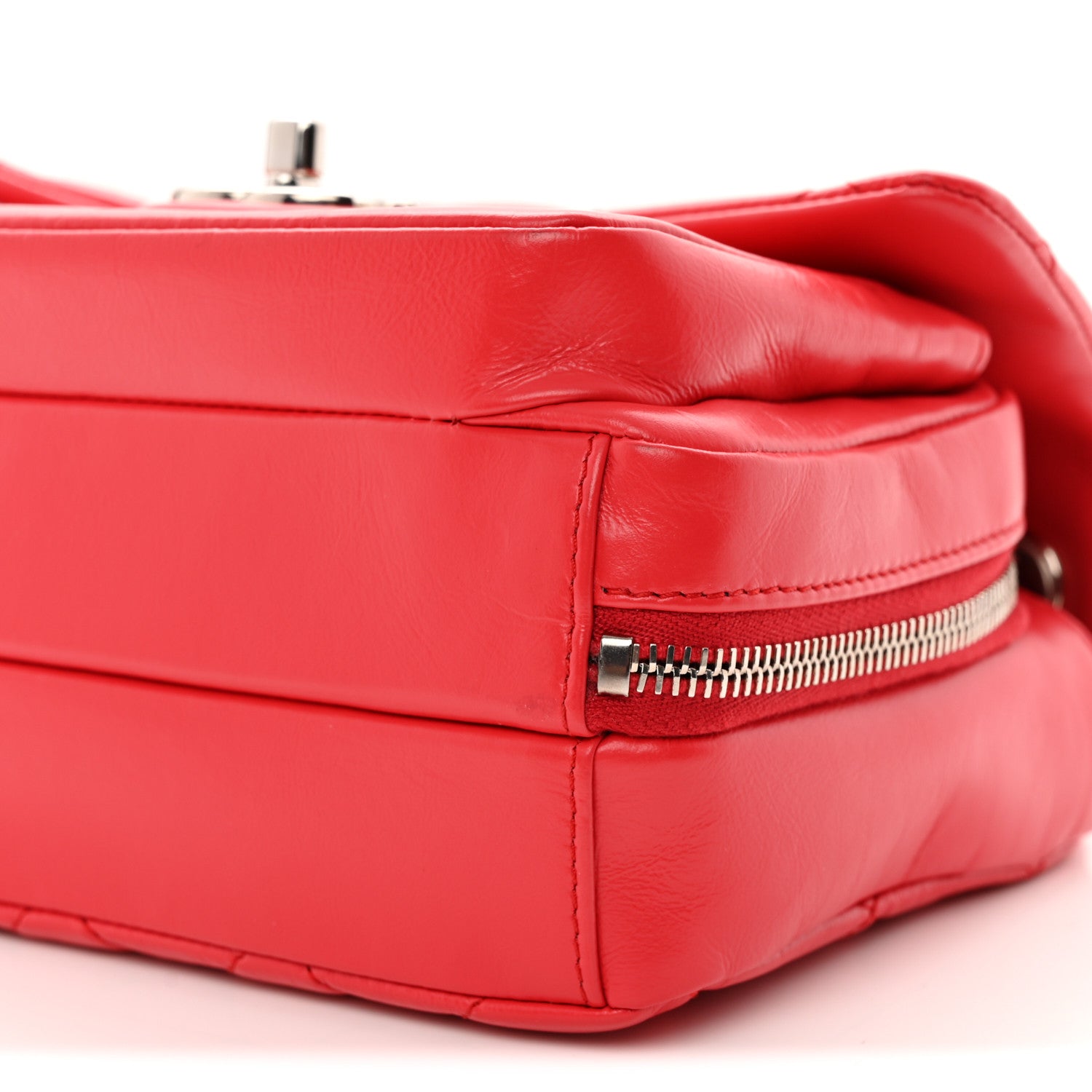 Chanel Aged Calfskin Quilted Express Zip Around Flap Red 10 of 10