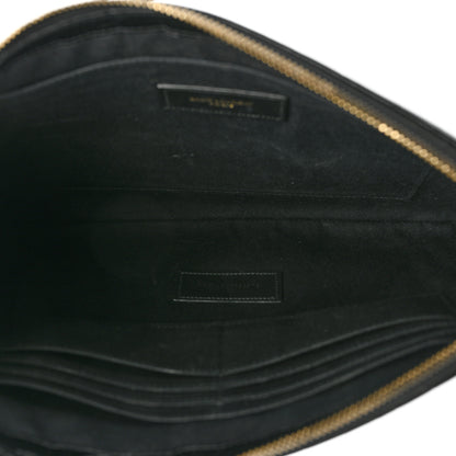 Saint Laurent Calfskin Crocodile Embossed Tablet Pouch Black 5 of 9