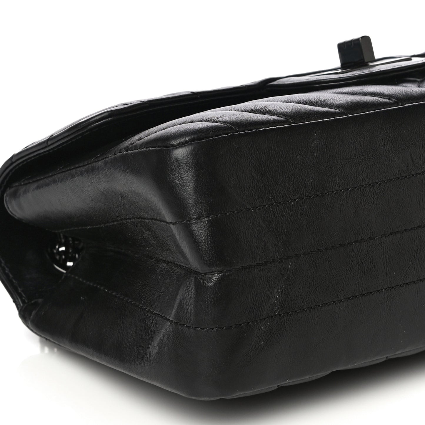 Aged Calfskin Chevron Quilted 2.55 Reissue Mini Flap So Black