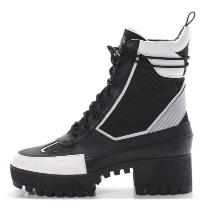 Louis Vuitton Calfskin Technical Nylon Laureate Platform Desert Boot 41 Black White 1 of 6