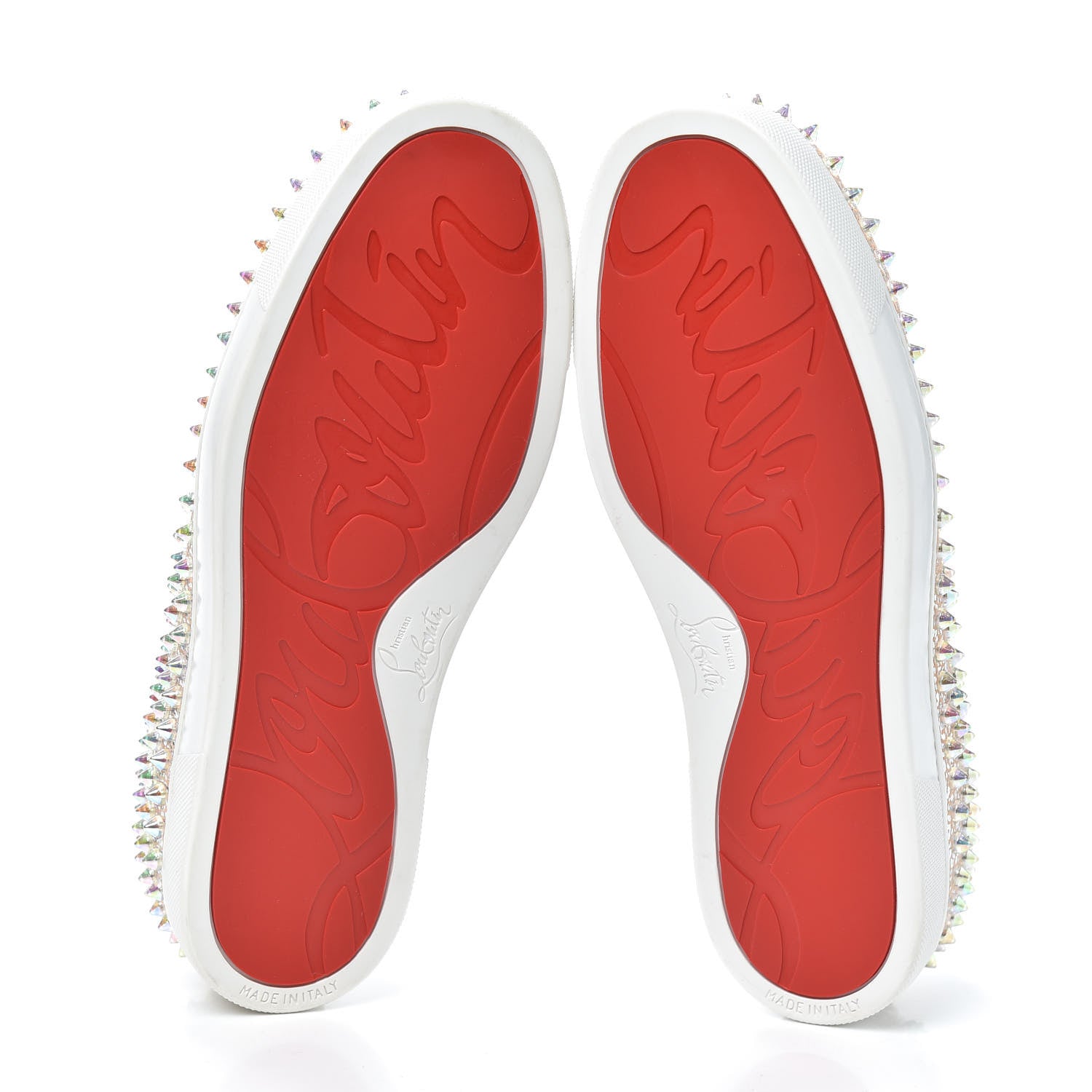 Christian Louboutin Glitter Spikes Womens Roller Boat Flat 39 Silver 7 of 7