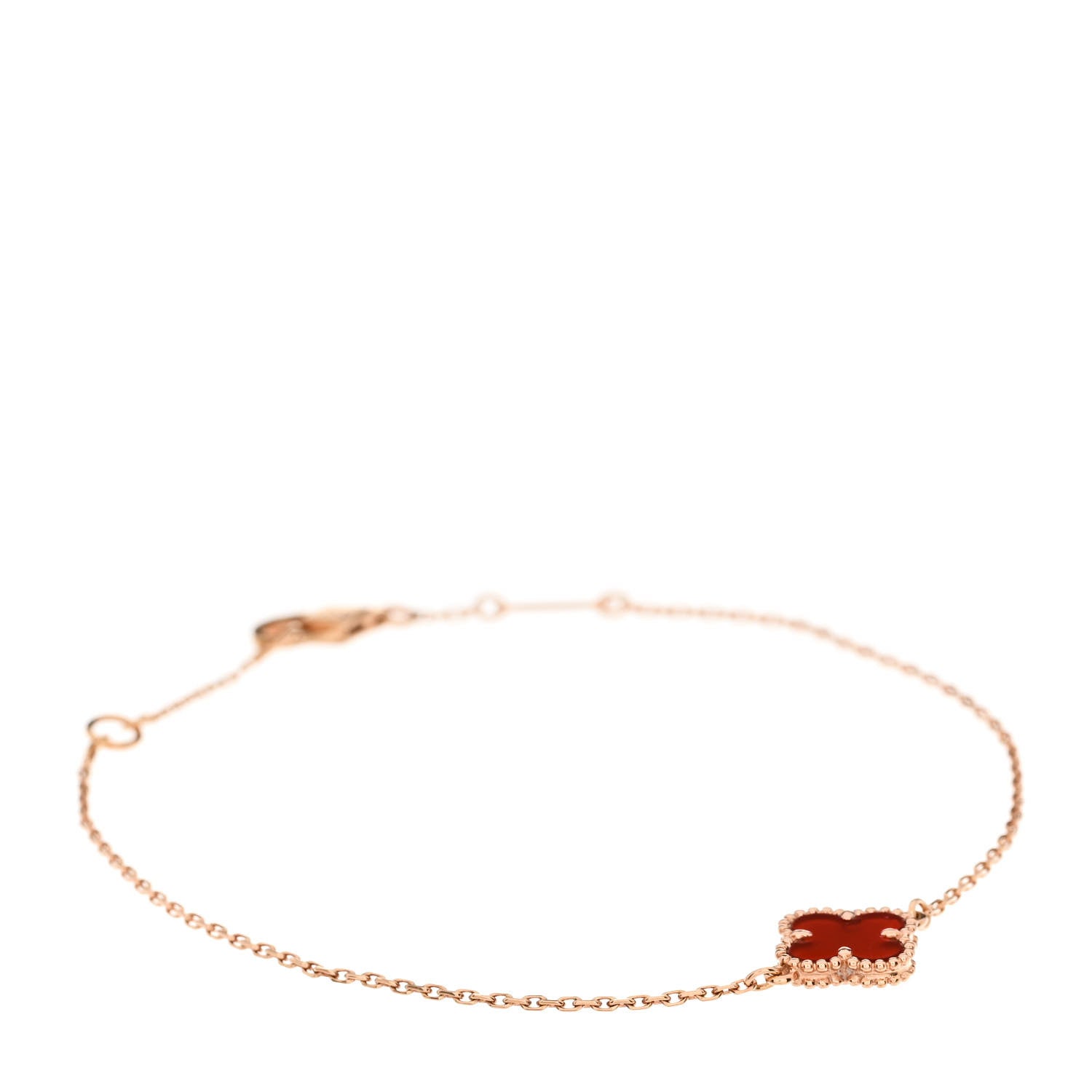 Van Cleef & Arpels 18K Rose Gold Carnelian Sweet Alhambra Bracelet 1 of 5