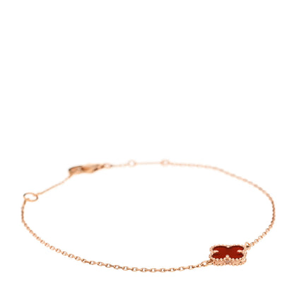 Van Cleef & Arpels 18K Rose Gold Carnelian Sweet Alhambra Bracelet 1 of 5