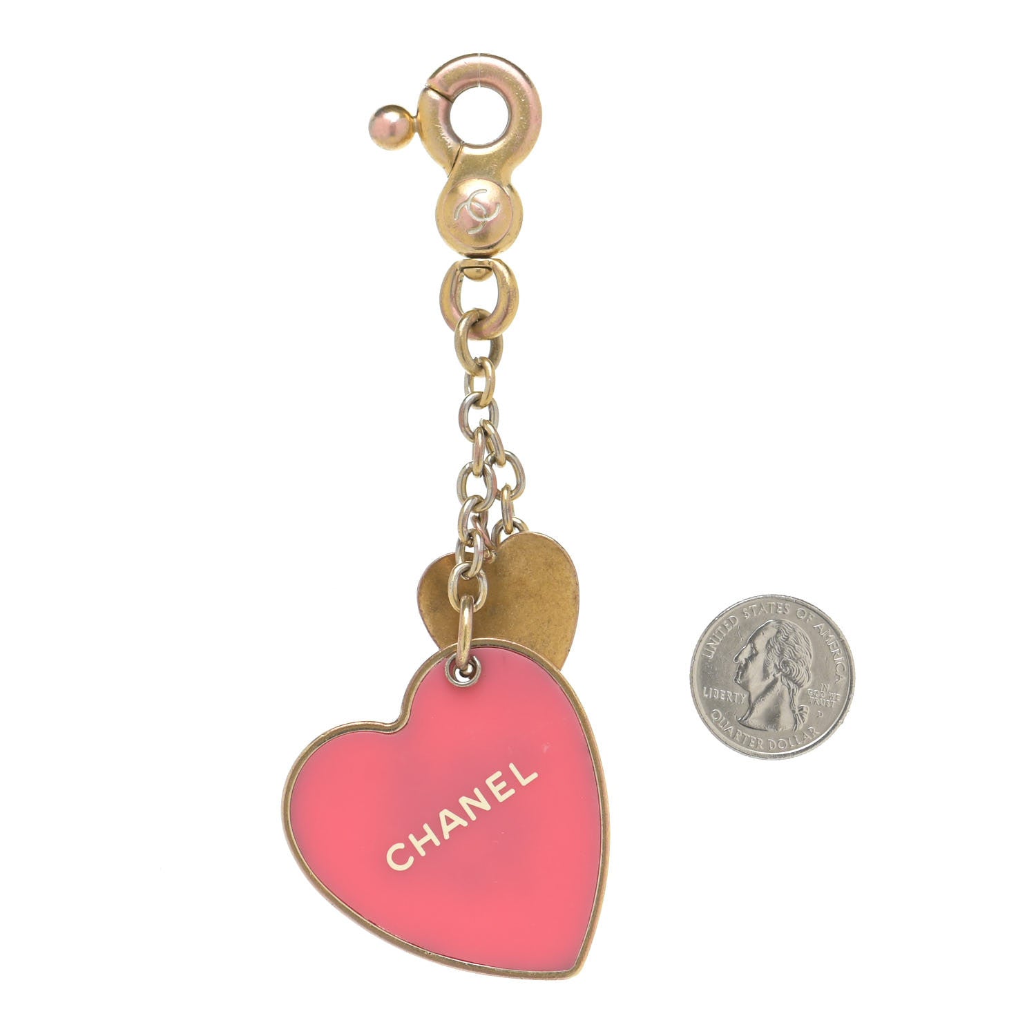 Chanel Metal Ne M'oublie Pas Heart Keychain Pink 2 of 4