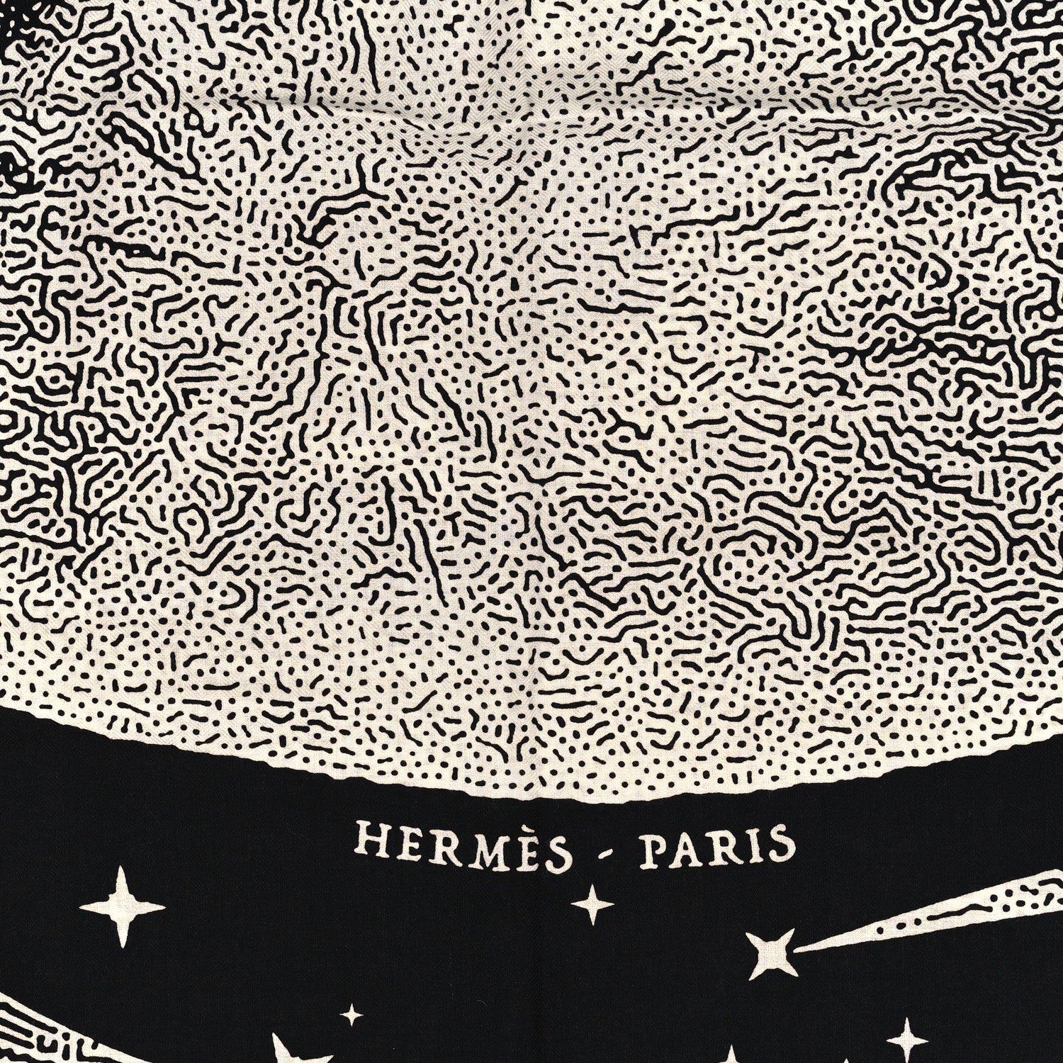 Hermes Silk Cashmere Clair De Lune Shawl 140 Black White 2 of 4