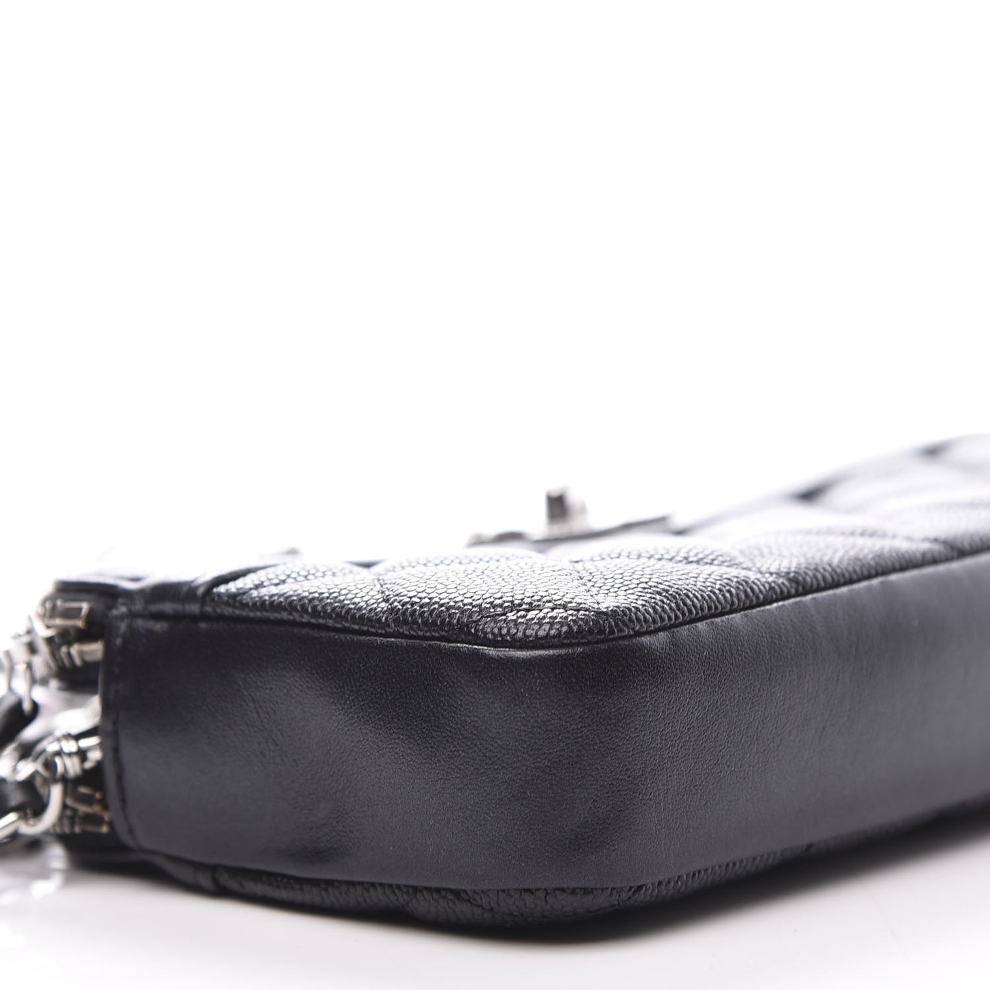 Caviar Quilted Small Vintage Mademoiselle Clutch With Chain Black