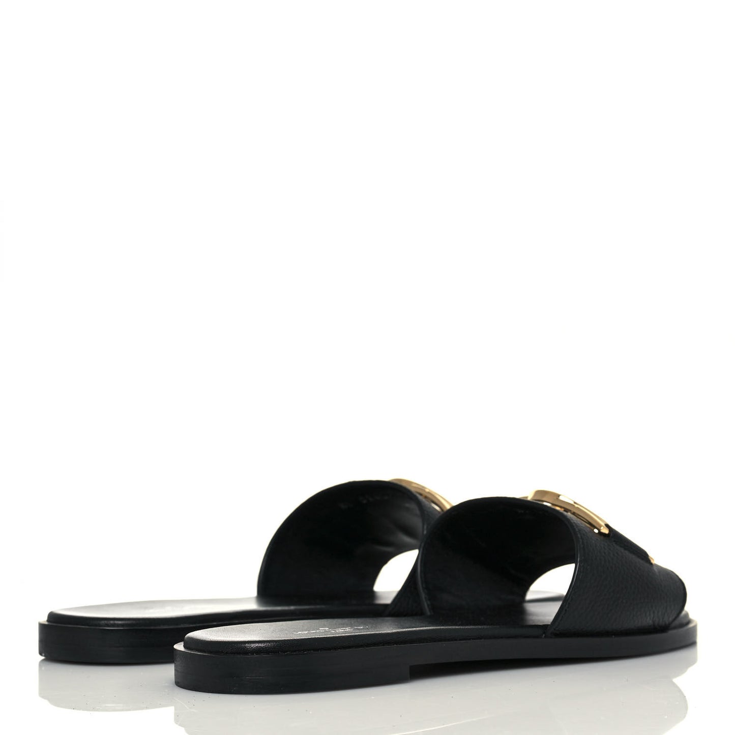 Calfskin Lock It Flat Mule 37 Black