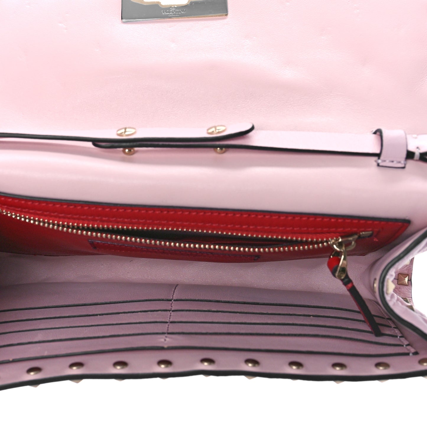 Nappa Rockstud Spike Wallet on Chain Water Rose