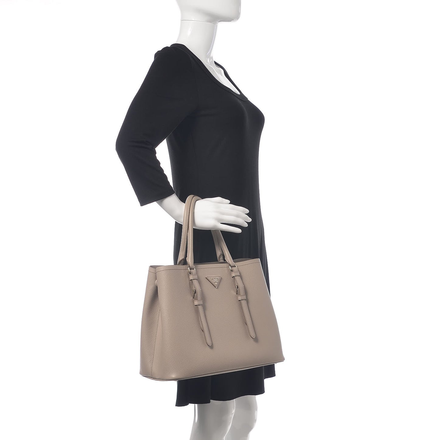 Saffiano Cuir Small Double Handle Tote Pomice