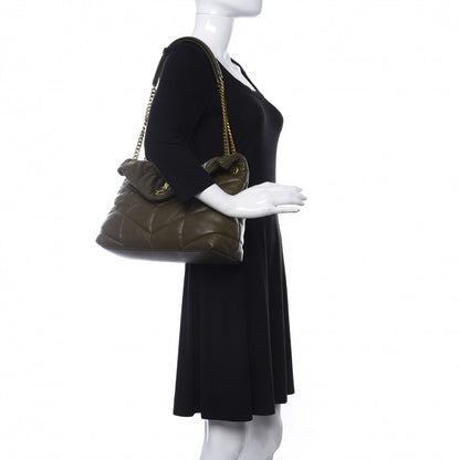 Saint Laurent Lambskin Quilted Medium Loulou Puffer Monogram Chain Satchel Seaweed 2 of 14