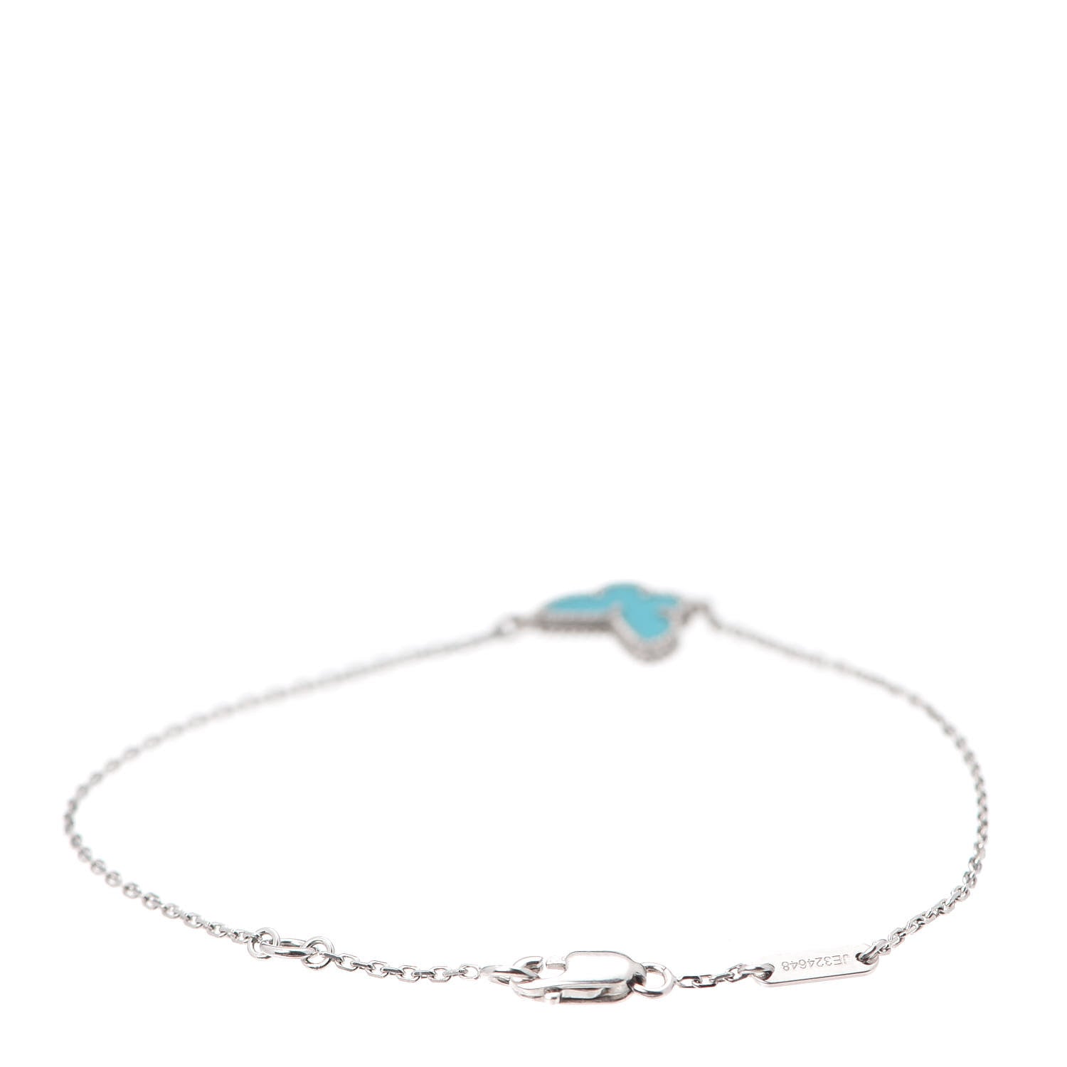 Van Cleef & Arpels 18K White Gold Turquoise Sweet Alhambra Butterfly Bracelet 3 of 7